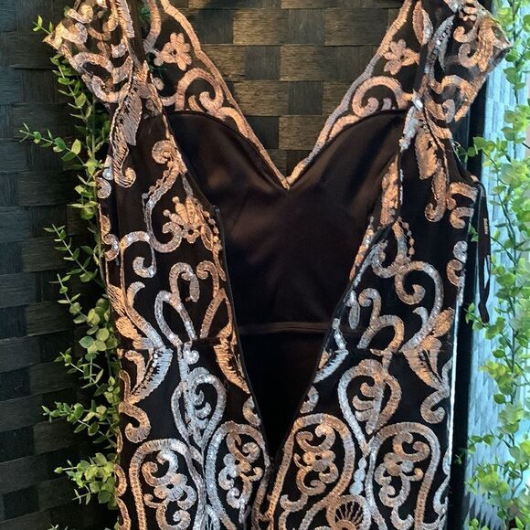 Soieblu Size Medium evening/party Dress.  Black lining with pink detailed lace - Picture 5 of 15